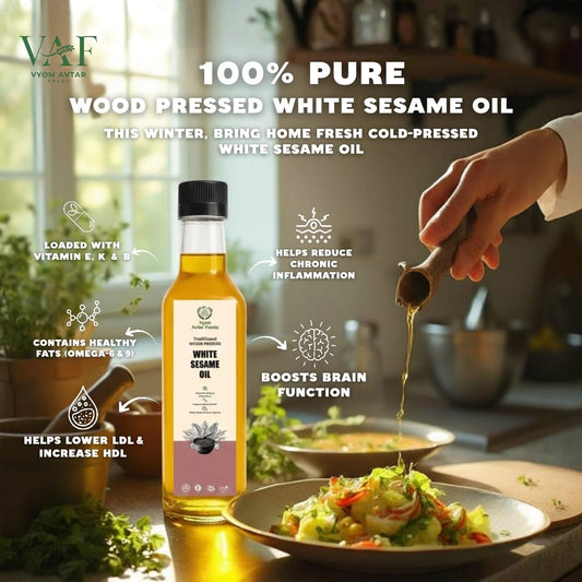 Why Vyom Avtar Foods Cold Pressed White Sesame Oil Is Ideal for Winter
